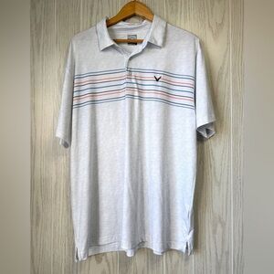 Callaway Men’s Golf Polo Shirt Gray White Stripe Chest Size XL LNC